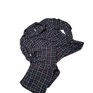Adore Me 100% Cotton Flannel Shorts & Long Sleeved Top Pajama Set Plaid XL